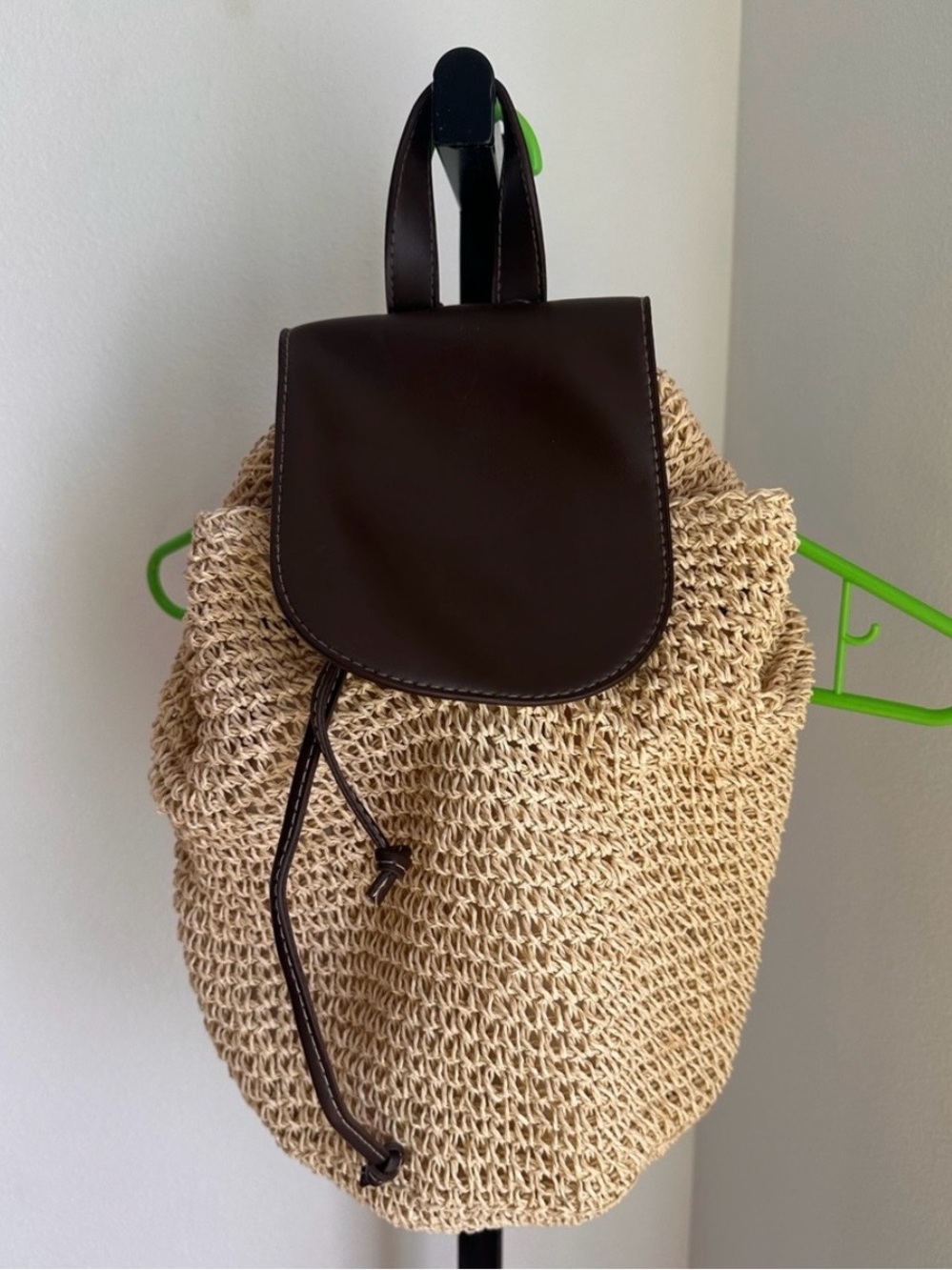 Woven Straw Backpack